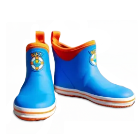 Buoy Children's Blue & Orange Rubber Slip On Deck Boots BB103