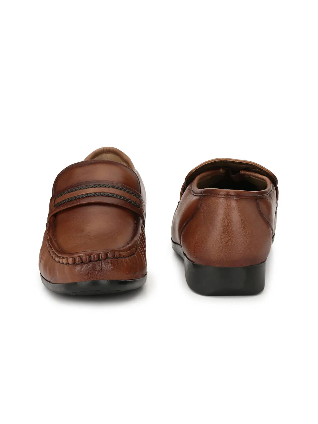 Hitz Men's Brown Leather Slip-on Comfort Shoes