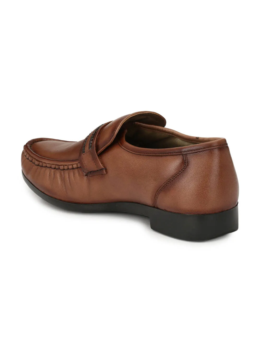 Hitz Men's Brown Leather Slip-on Comfort Shoes