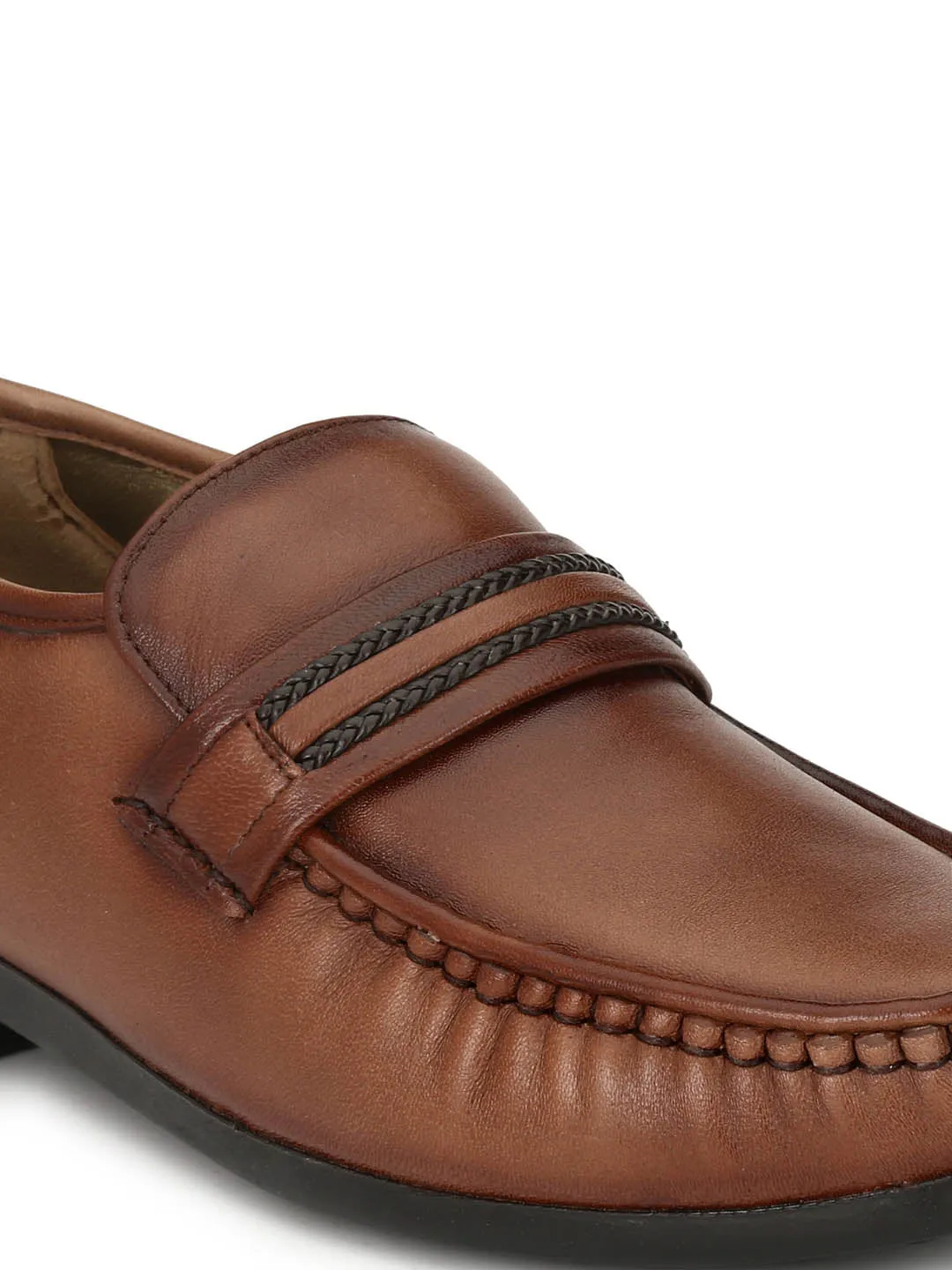 Hitz Men's Brown Leather Slip-on Comfort Shoes