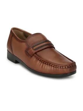 Hitz Men's Brown Leather Slip-on Comfort Shoes