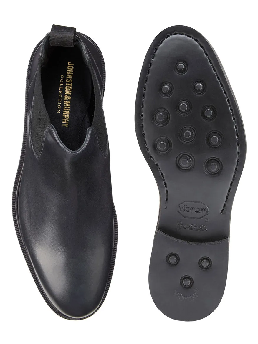 J & M Collection Hartley Chelsea Boot in Black Italian Calfskin