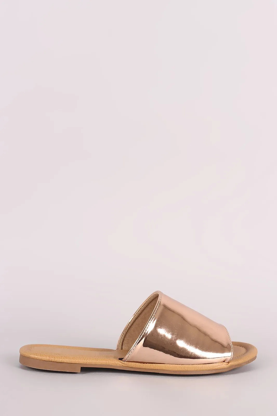 Metallic Single Wide Band Slip-On Sandal