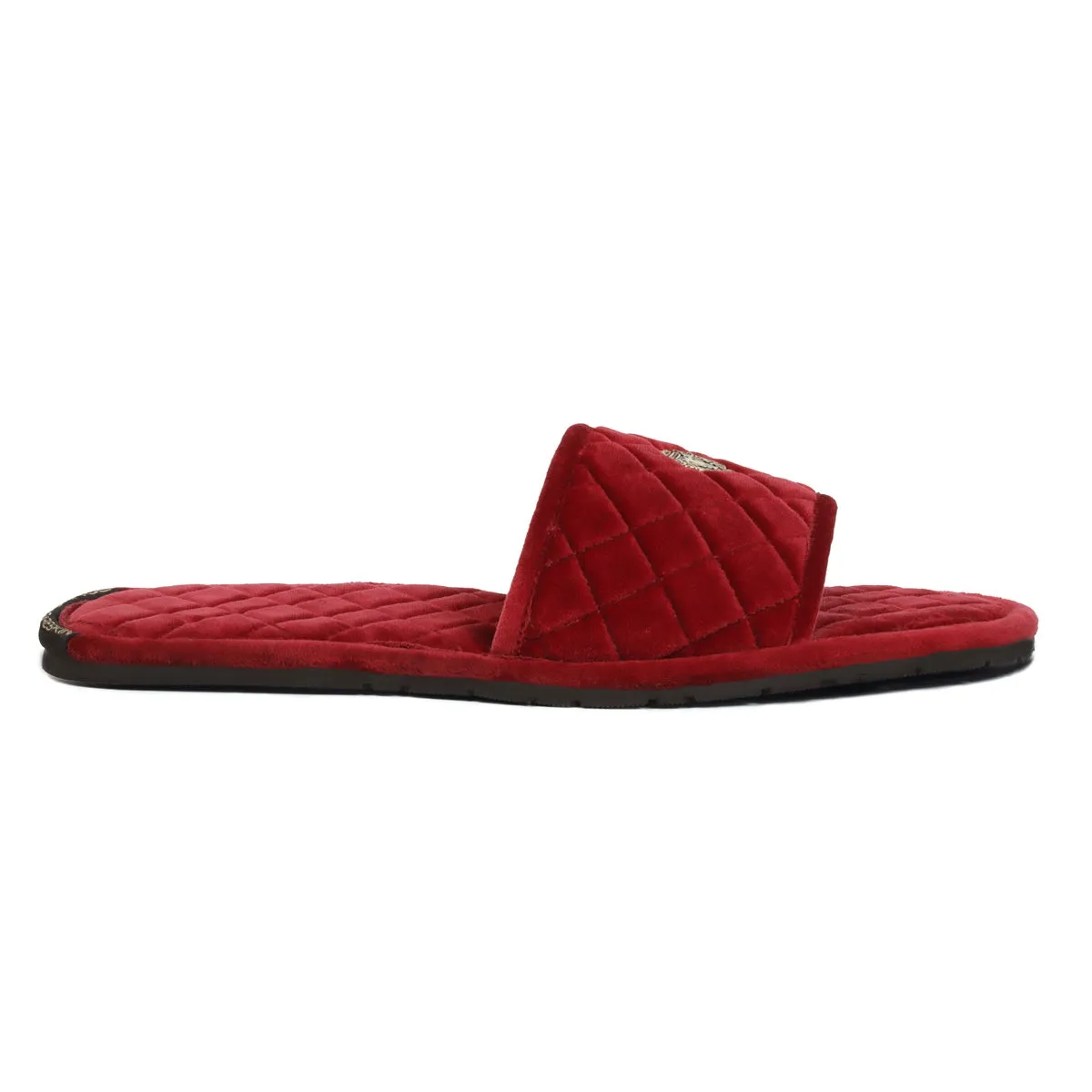 Super Soft  Slide-in Slippers in Red Italian Velvet