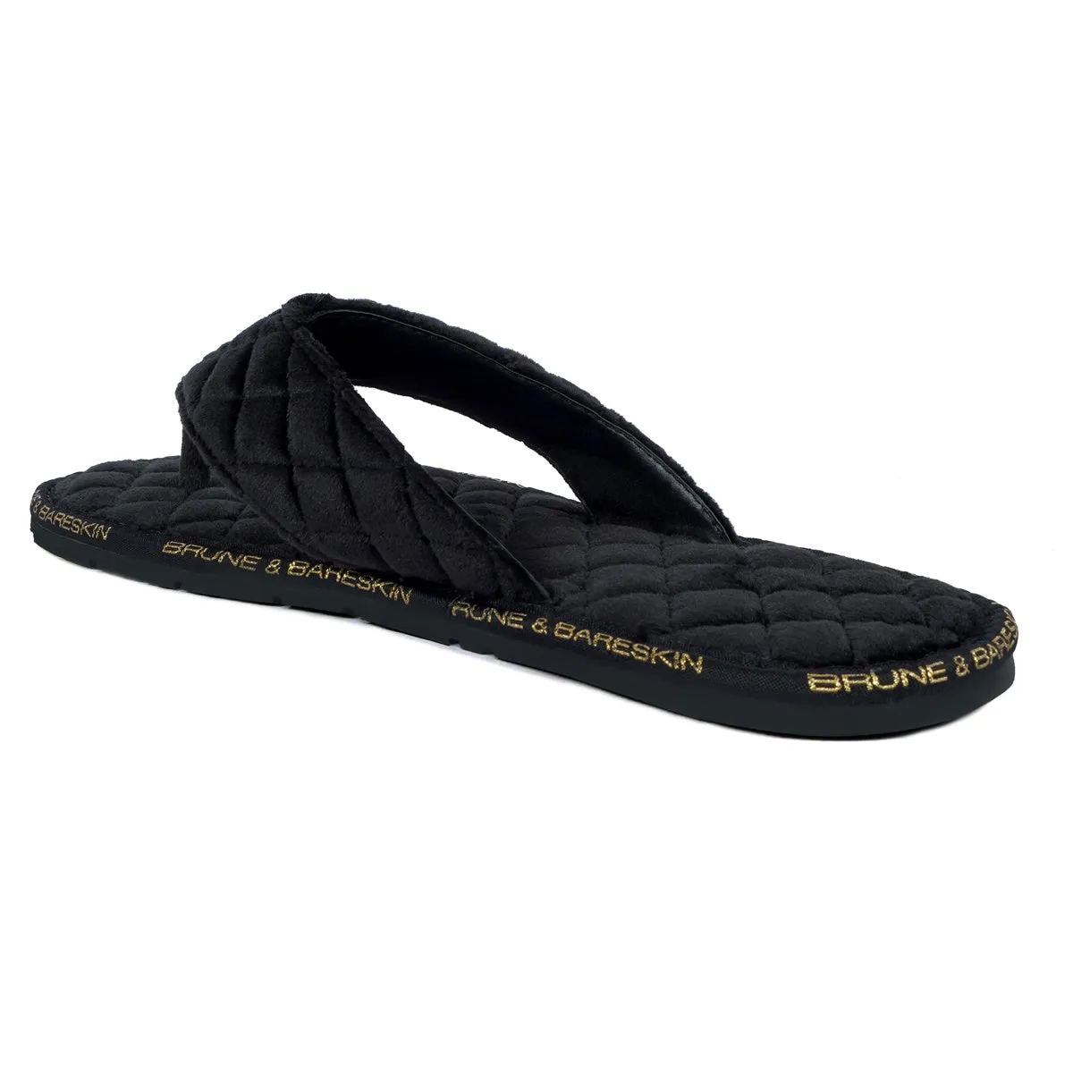 V-Shaped Quilted Slippers with Black Brand Lining Velvet